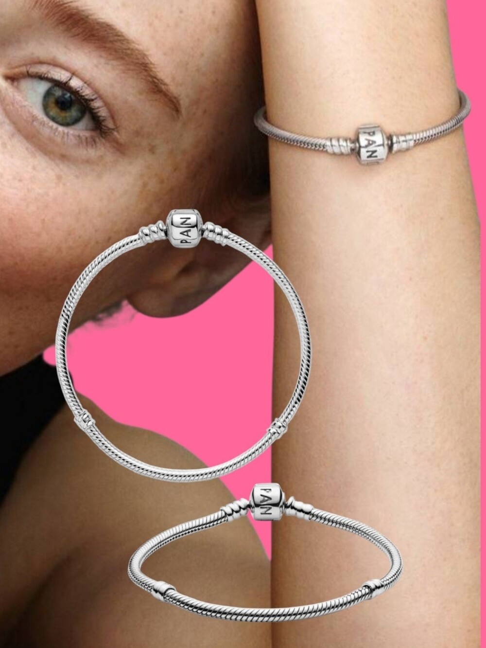Authentic Pandora Moments Barrel Clasp Charm Bracelet S 925